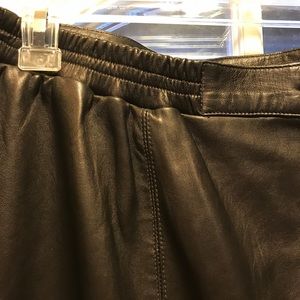 Margaret Godfrey leather skirt.
